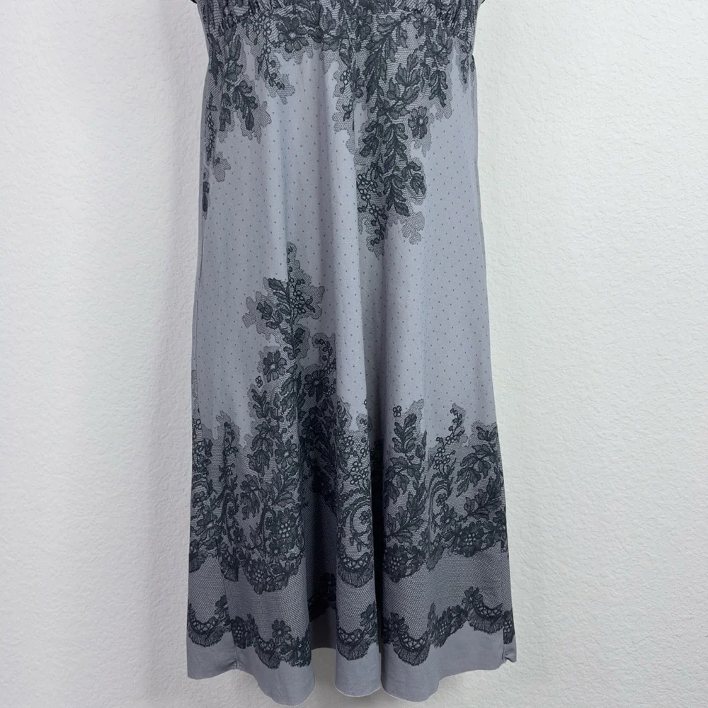 Commando Nightgown Womens S/M‎ Gray Antique Lace Print Microfiber Sleep Chemise